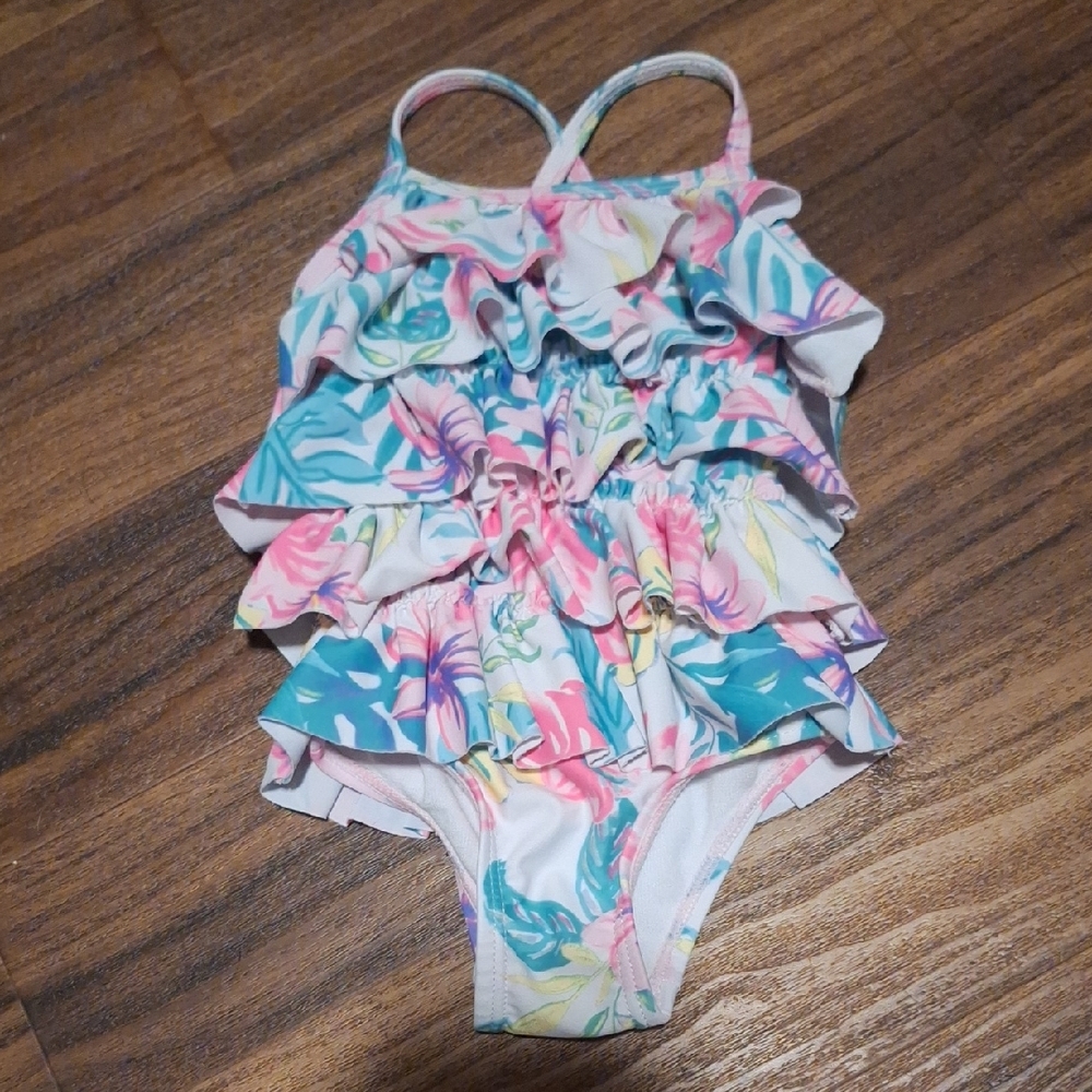 5/$20 Joe Fresh Floral Ruffle Swimsuit 3-6M
